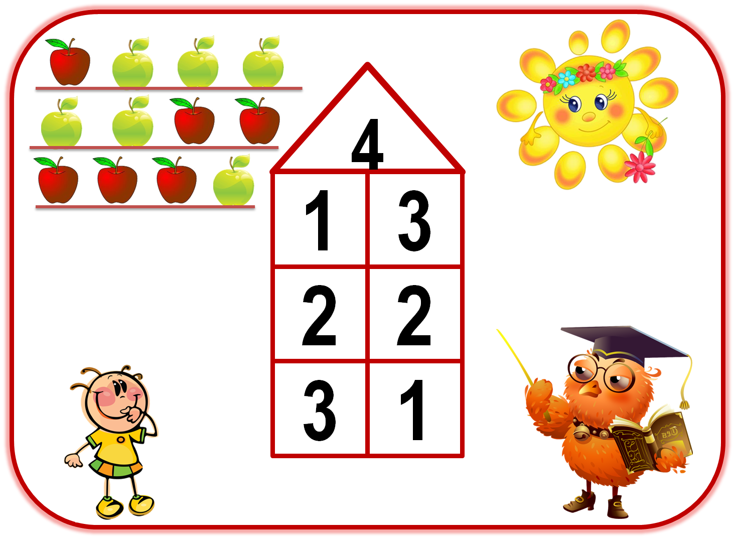 Включи состав числа 4. Числовые домики. Числовые домики для дошкольников. Числовые домики состав числа. Числовые домики до 5.